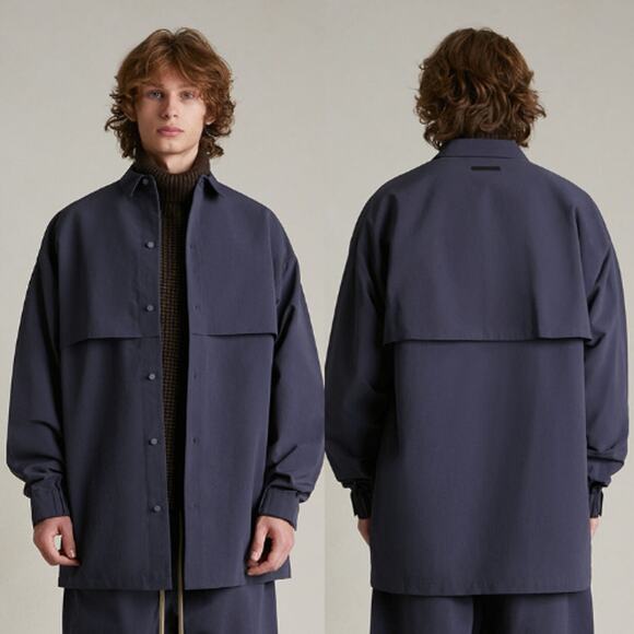 Fear of God ESSENTIALS | NWT Military Nylon Overshirt in Marine Blue Jacket L - Picture 1 of 16